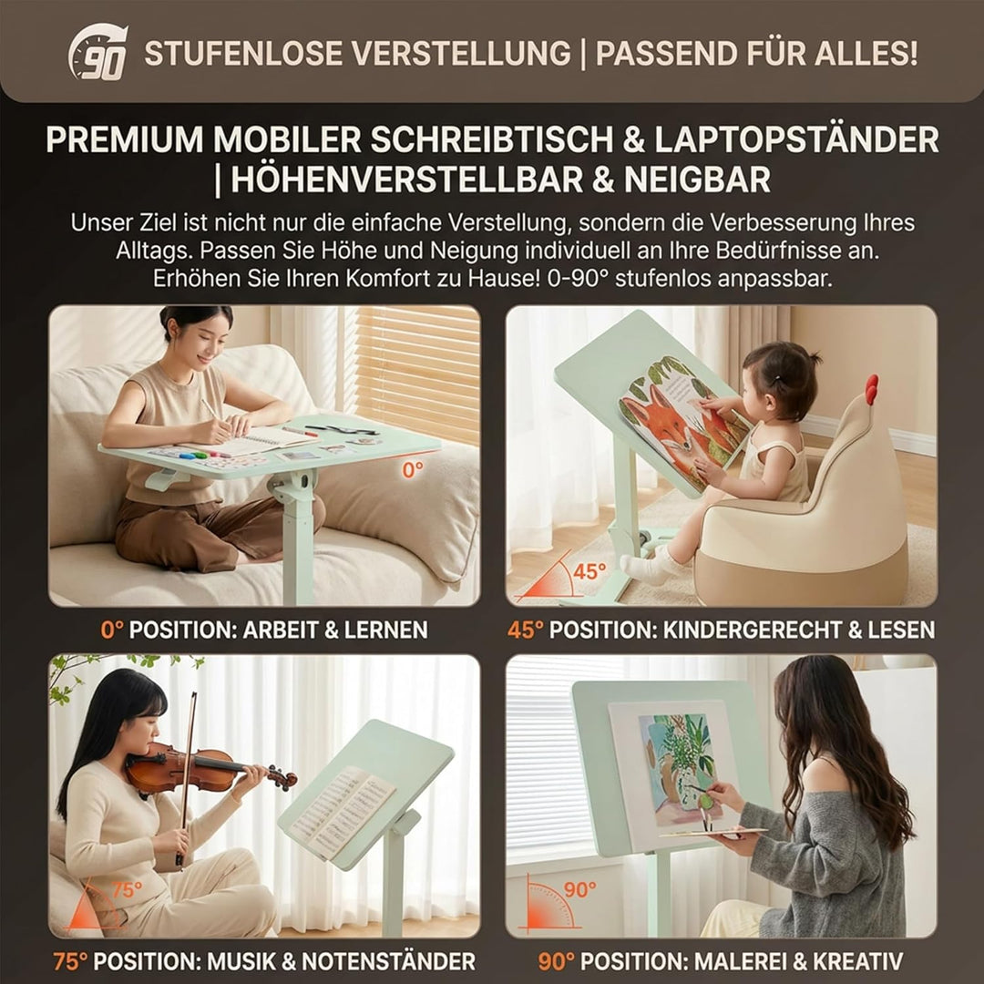 MUSSO AnyDesk D7 Mobiler Laptoptisch höhenverstellbar (75-108cm), Klappbarer Stehpult mit 0-90° neig