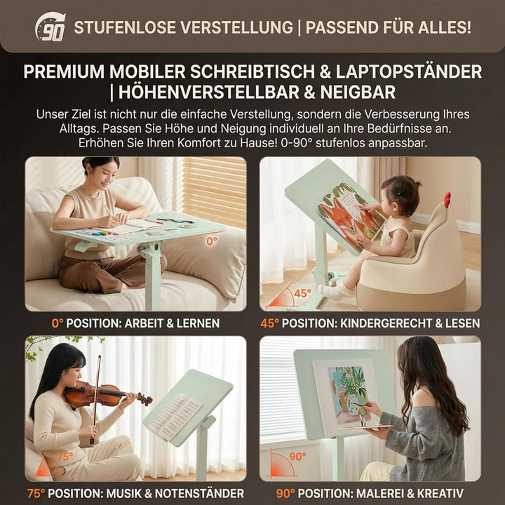 MUSSO AnyDesk D7 Mobiler Laptoptisch höhenverstellbar (75-108cm), Klappbarer Stehpult mit 0-90° neig