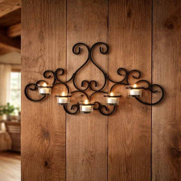 DanDiBo Wandteelichthalter Metall Schwarz Palace Wandkerzenhalter 63 cm Teelichthalter Wand Kerzenha