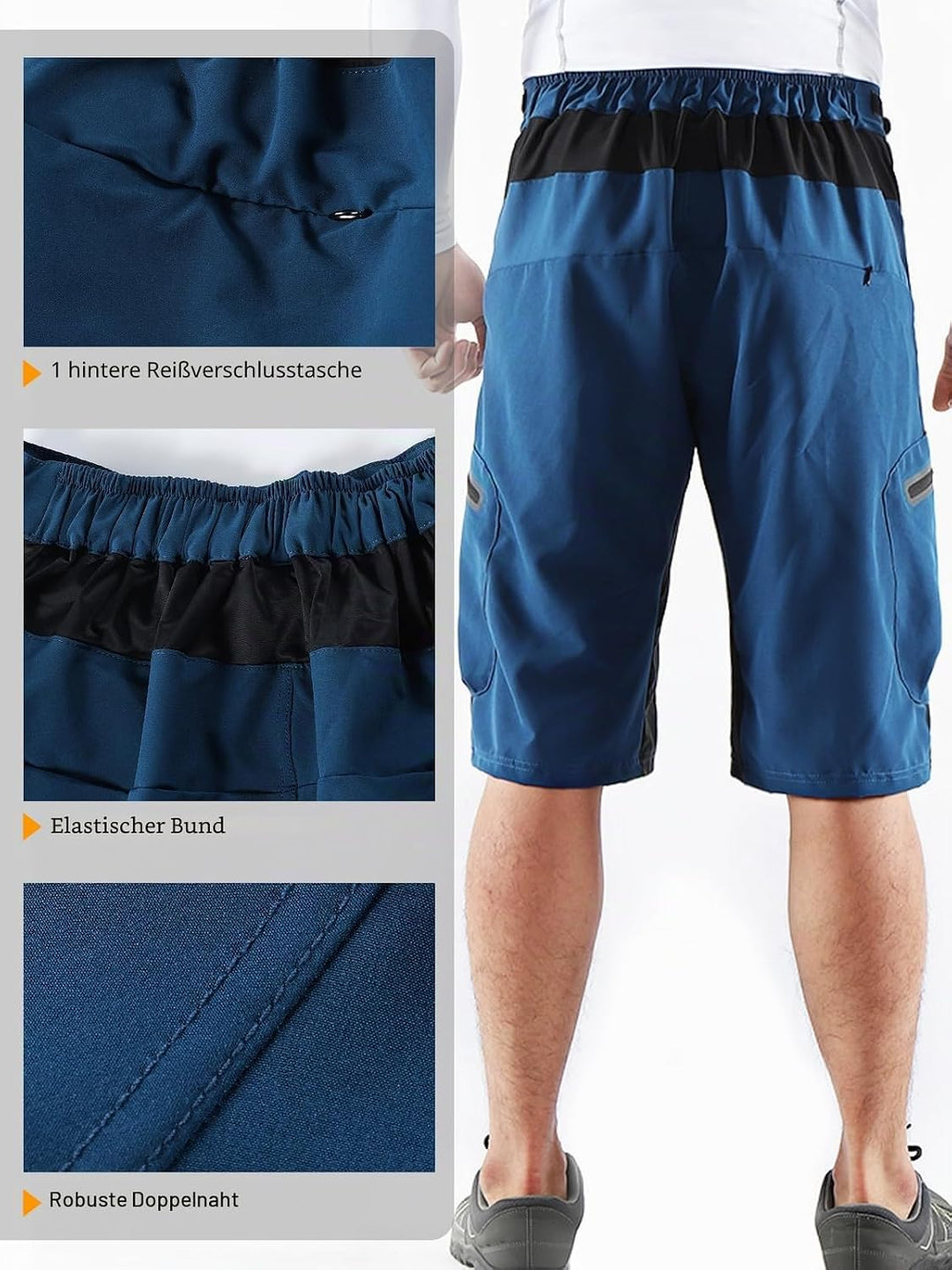 ARSUXEO Herren Radhose Loose Fit MTB Shorts Wasserabweisende Outdoor Sporthose mit 7 Taschen 1202 M