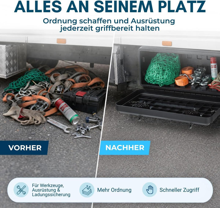FTsolid Unterbaubox Staukasten Anhängerkiste Gurtkiste Staubox Unterflurbox Werkzeugkiste (400x350x3