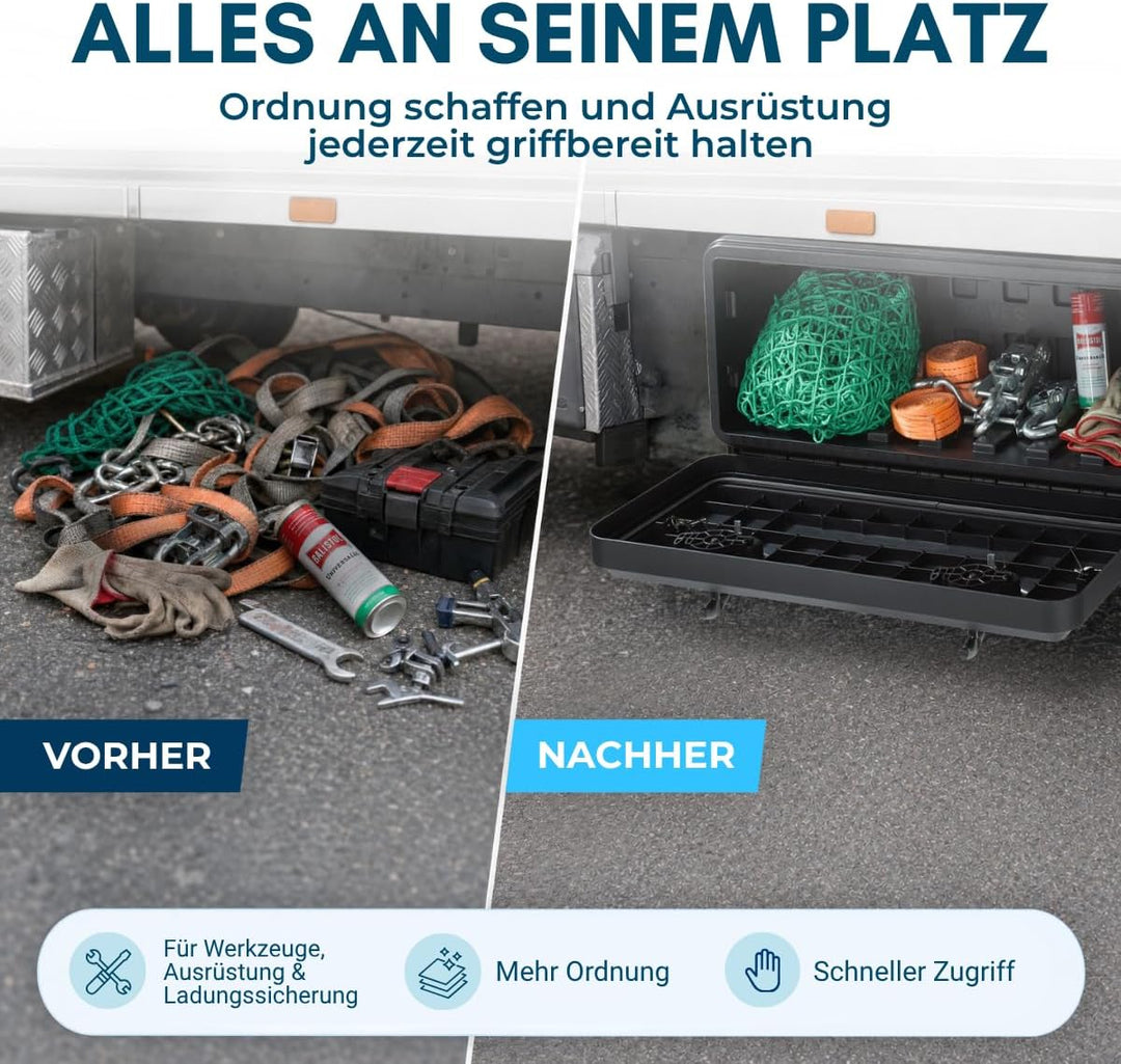 FTsolid Unterbaubox Staukasten Anhängerkiste Gurtkiste Staubox Unterflurbox Werkzeugkiste (400x350x3