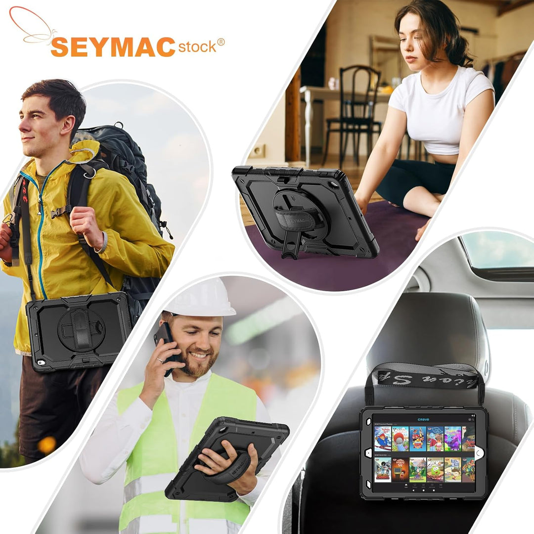 SEYMAC stock Hülle für iPad 9./8./7. Generation 10,2 Zoll 2021/2020/2019, Stossfeste Hülle mit Displ