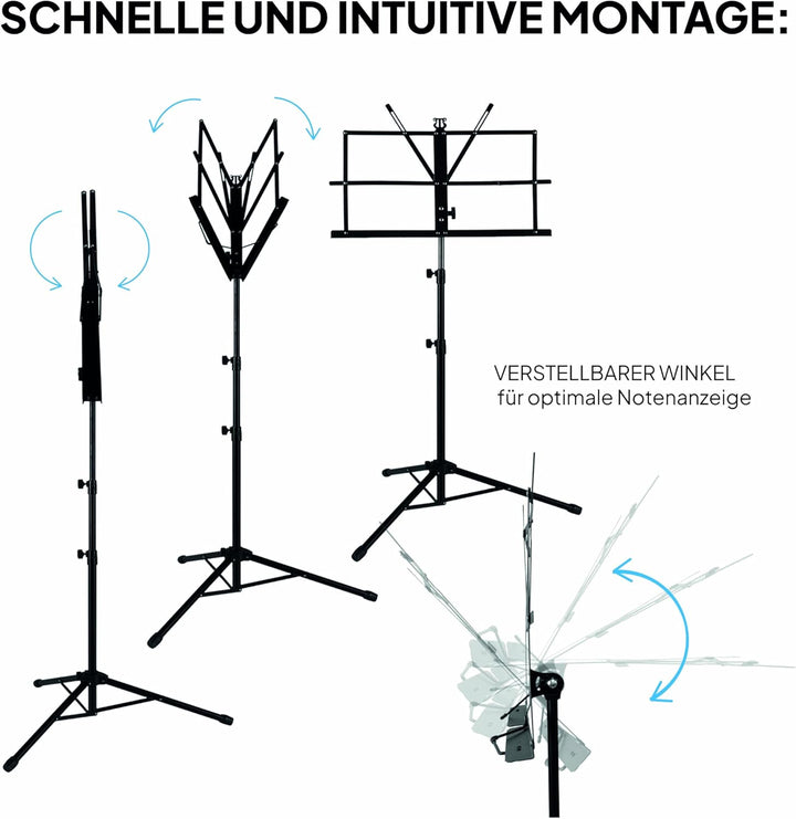 OcioDual Musikpult, Stativ, Notenpult, Tragbarer Ständer, Klappbares Rednerpult mit Tragetasche, Orc