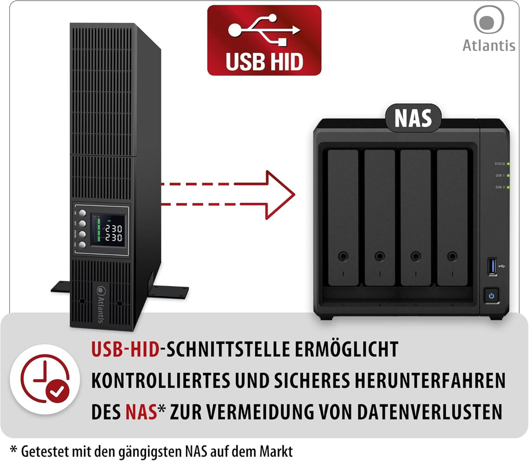 Atlantis A03-OP3002P-RC PRO USV OnLine Unterbrechungsfreie Stromversorgung, Doppelwandlung, reine Si