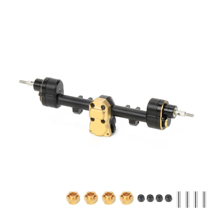 RCAWD RC Achsen Set ，Hinteres Portal-Achsengehäuse und Stahlgetriebe für Axial 1-24 SCX24 Crawler, v