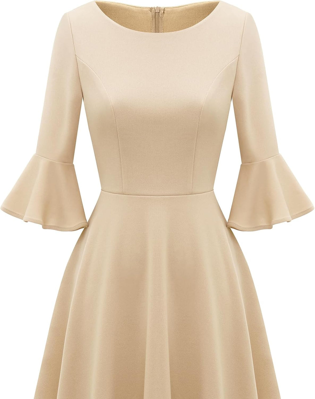 Gardenwed Festliches Kleid Damen 3/4 arm Flare Bell Sleeve Rundhals Kleider High-Low Cocktailkleider
