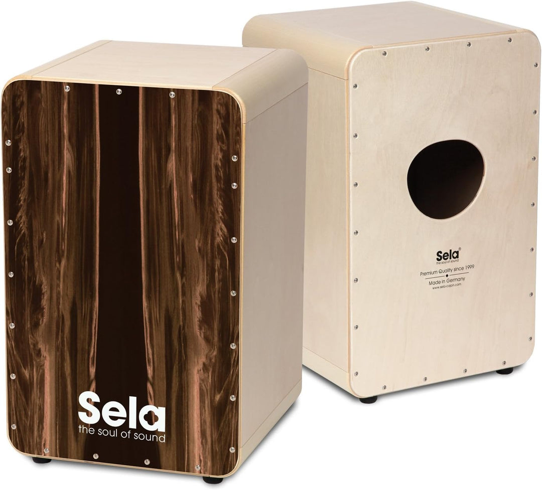 Sela SE 105 CaSela Dark Nut Snare Cajon - Hard Splash Spielfläche, spielfertig aufgebaut, Heller Kor