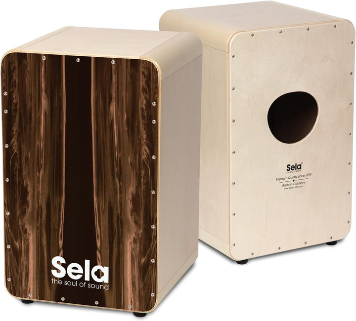 Sela SE 105 CaSela Dark Nut Snare Cajon - Hard Splash Spielfläche, spielfertig aufgebaut, Heller Kor
