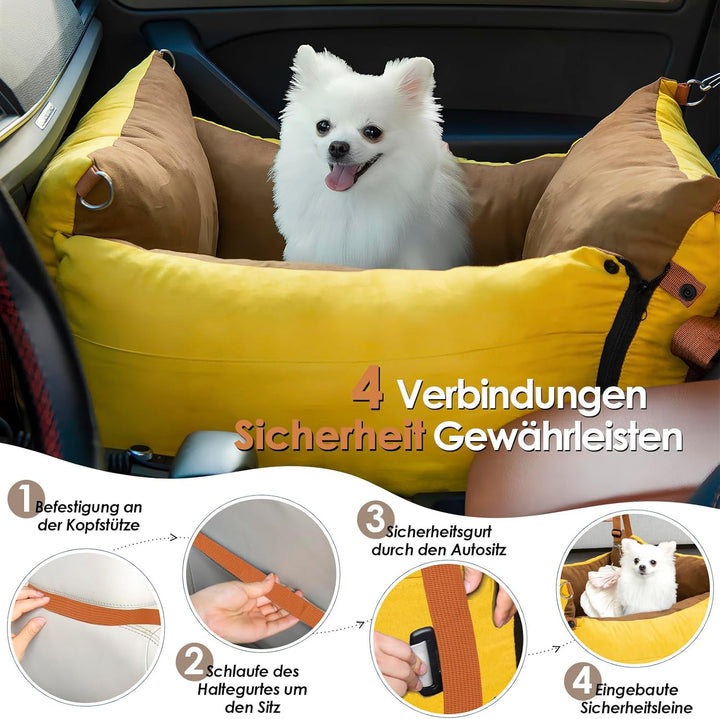 Hundesitz Auto für Kleine Hunde Unter 15KG, Tragbares Hundekorb mit Ausziehbarer Ruhebereich, Abnehm