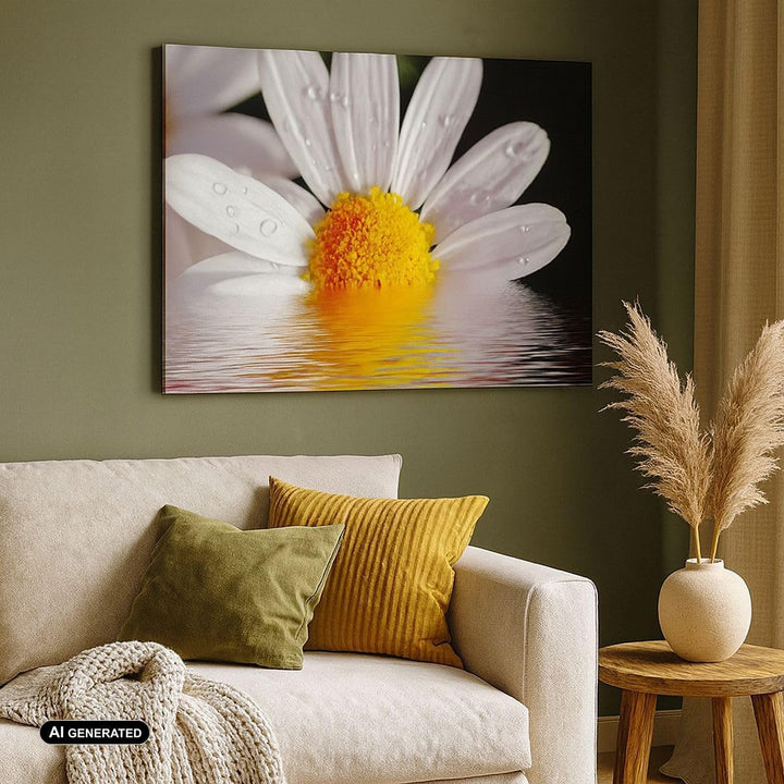 Bilder auf Leinwand Kraut Kamille Blume Wasser Leinwandbild 70x50cm Wandbilder Dekoration Wohnzimmer