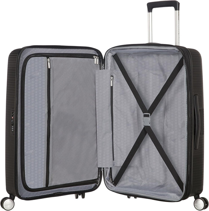 American Tourister Soundbox - Spinner L Erweiterbar Koffer, 77 cm, 110 L, Schwarz (Bass Black) Schwa