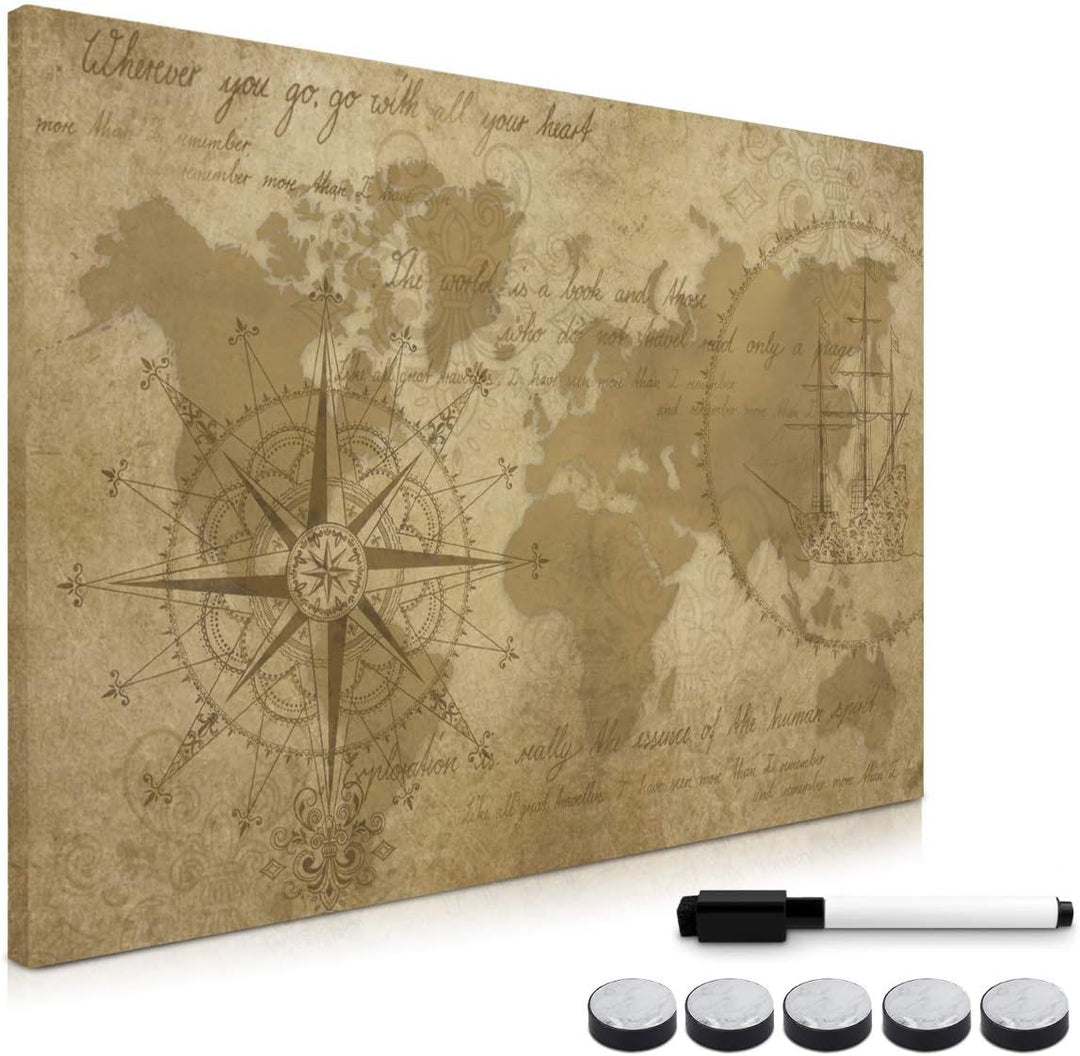 Navaris Magnettafel Magnetpinnwand Memoboard zum Beschriften - 60x40 cm Notiztafel div. Designs - Ta