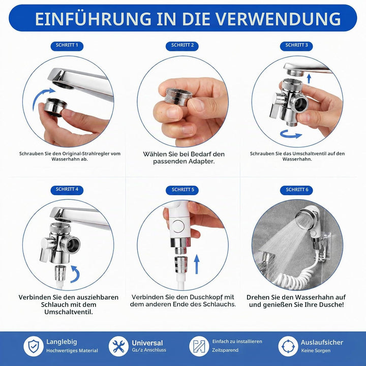 Handbrause für Waschbecken mit Schlauch | Duschkopf, Wasserstopp