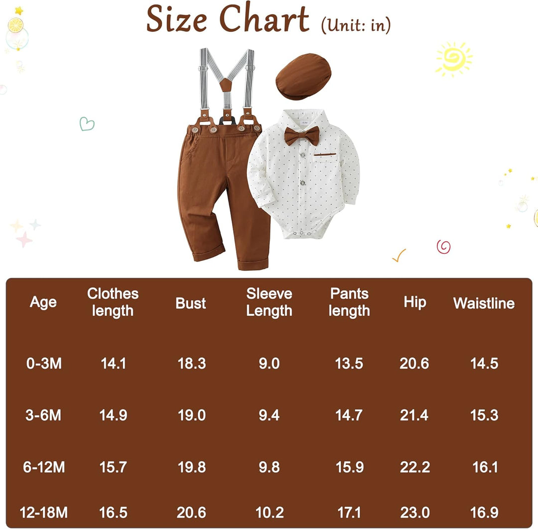 Baby Jungen Anzug Bekleidungssets, 0-18 Monate 4tlg Hochzeit Festliche Taufanzug Strampler mit Flieg