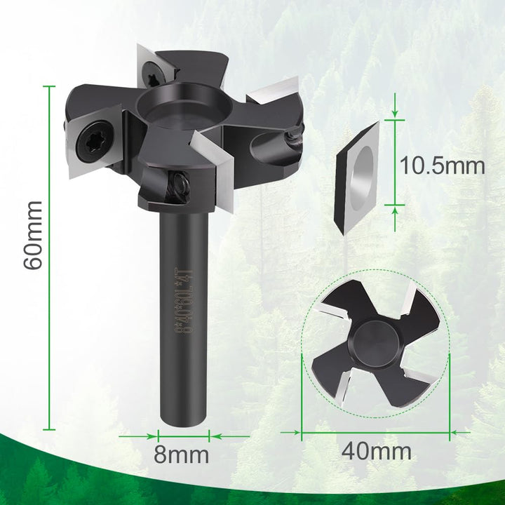 BALUGAEA Oberfräse Planfräser 8mm Schaft 40mm 4 Flöten Hobelfräser für Oberfräse CNC Flächenfräser m