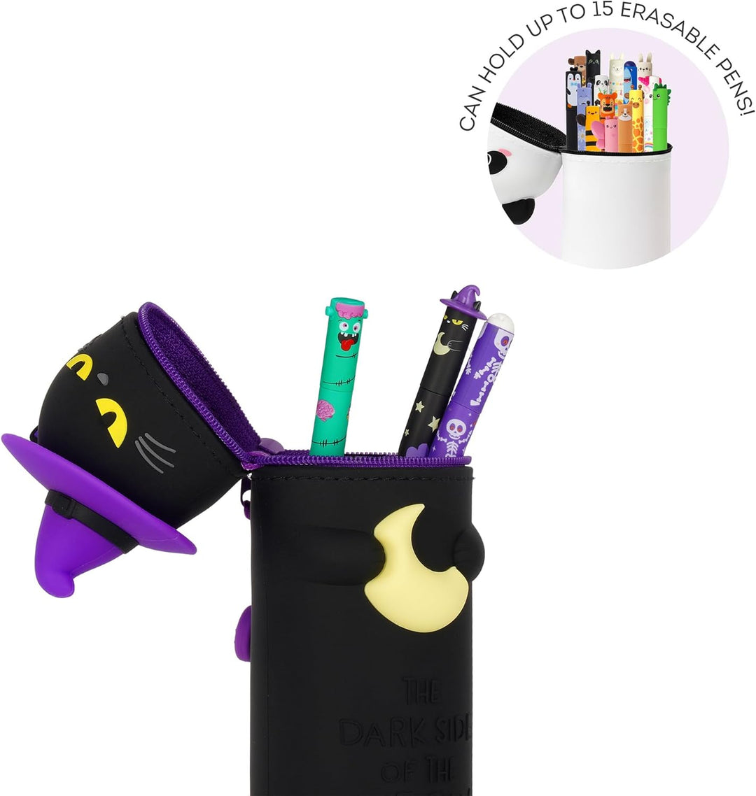 Legami - Kawaii 2-in-1 Schulmäppchen aus weichem Silikon, Tischstifthalter, Reissverschluss, Buntsti