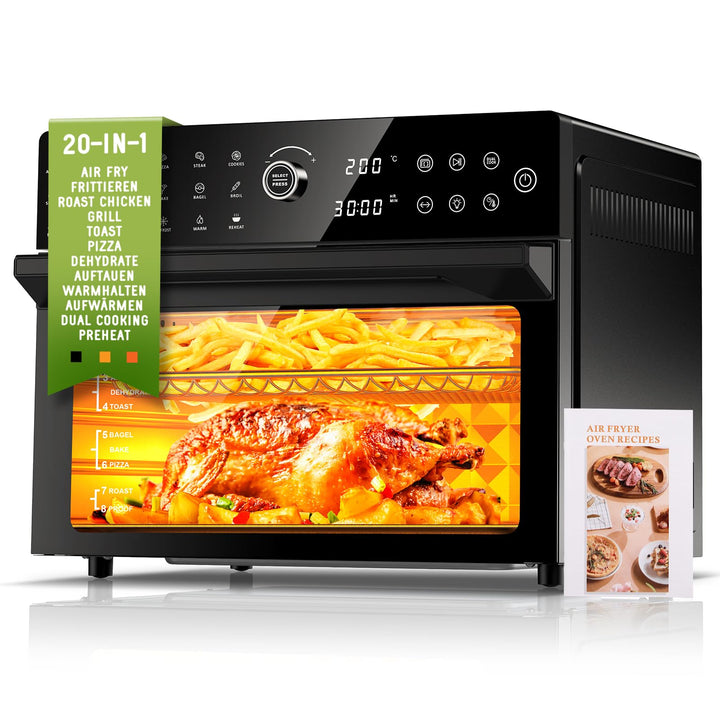 30L Heissluftfritteuse XXL Minibackofen mit LED-Touchscreen, Minibackofen mit Umluft mit 20 Programm
