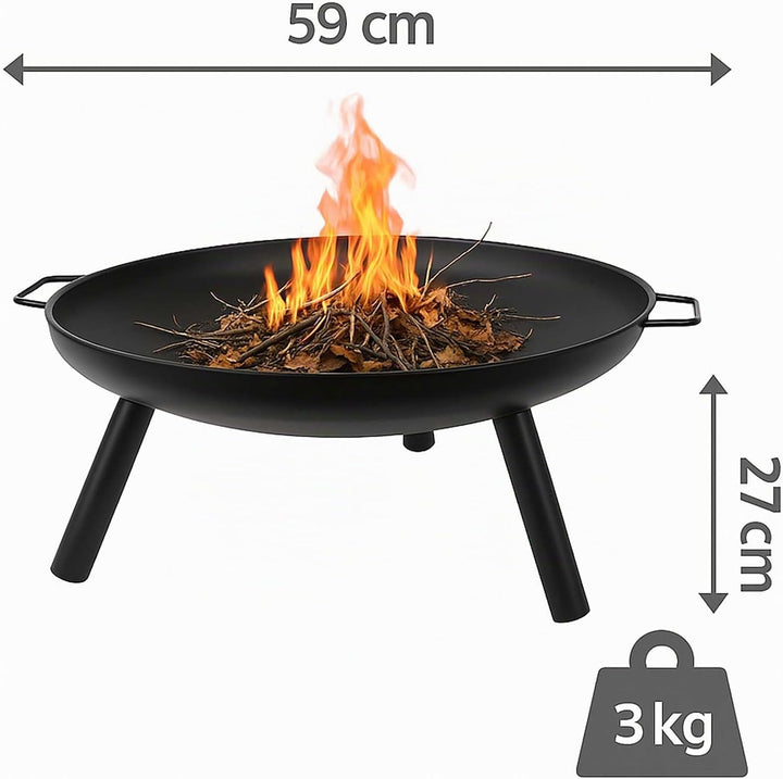 Feuerkorb 59 cm Runde Feuerschale Metall Outdoor Feuerstelle Gartenfeuer