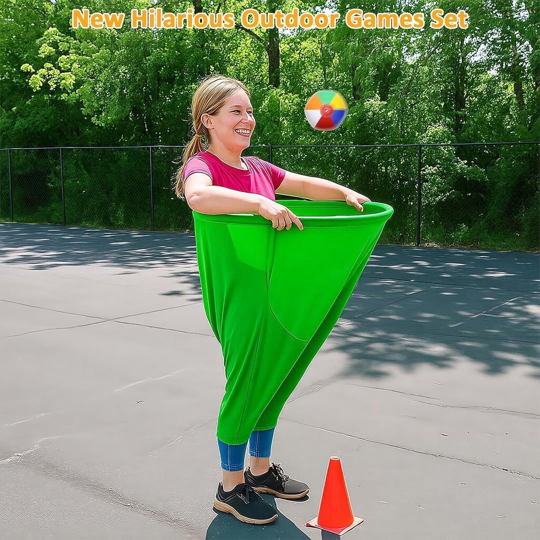 Granny Pants Gartenspiel-Set, Outdoor-Partyspiel mit 4 Hüpfbällen und 1 Pumpe, Team-Staffelspiel für