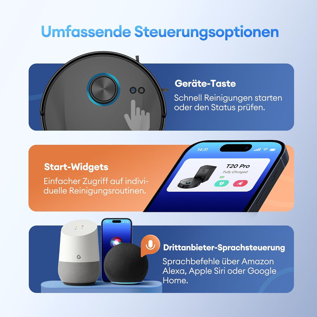 Ultenic T20 Pro Saugroboter mit Wischfunktion 8000 Pa, Staubsauger Roboter mit Absaugstation 3,5 L,