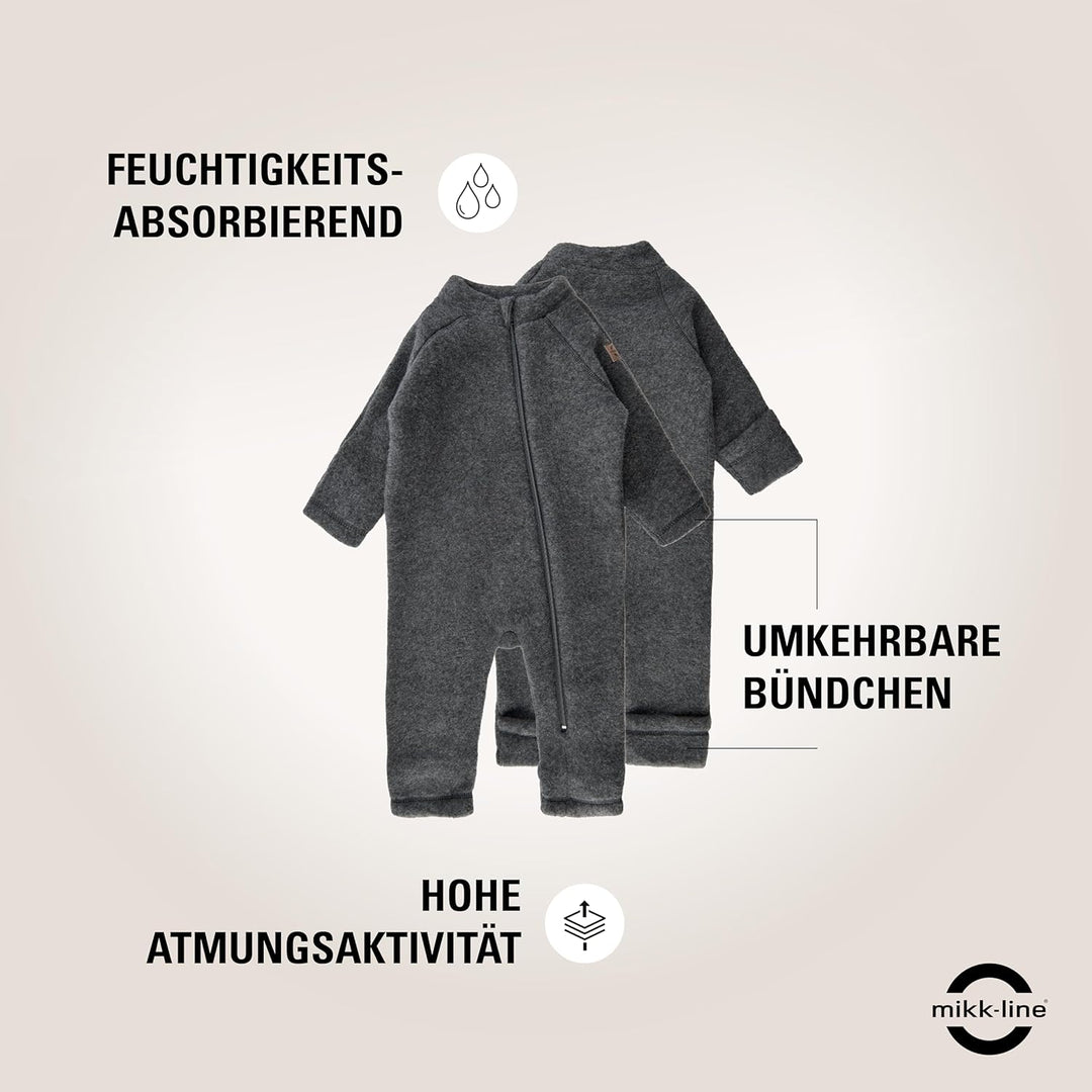 Mikk-line Walkoverall | Wollwalk Overall für Baby und Kleinkind | Schlafanzug Aus 95% Wolle - 100% M
