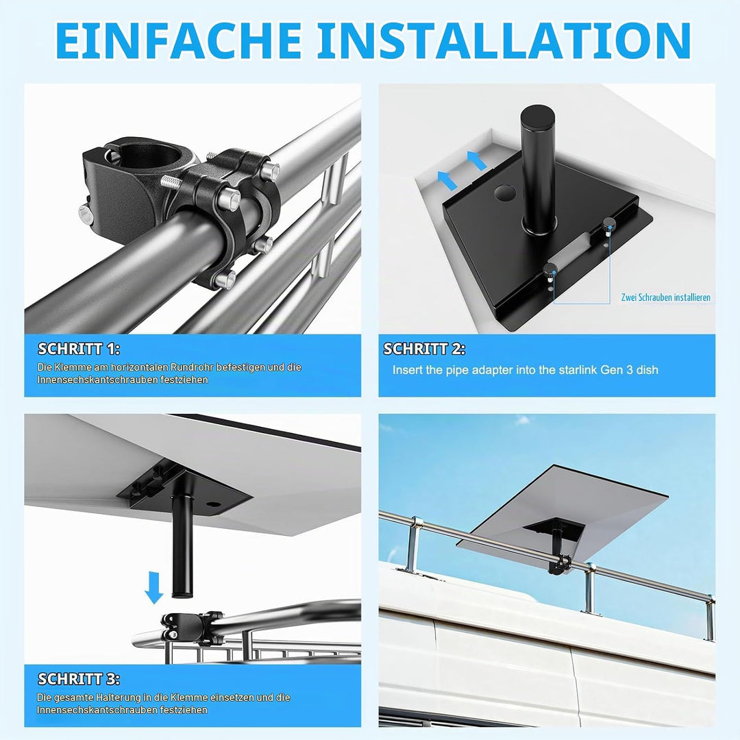 Starlink Gen 3 RV Ladder Mount &amp; Roof Rack Mount, Starlink Gen 3 Halterung Verstellbarer Installatio