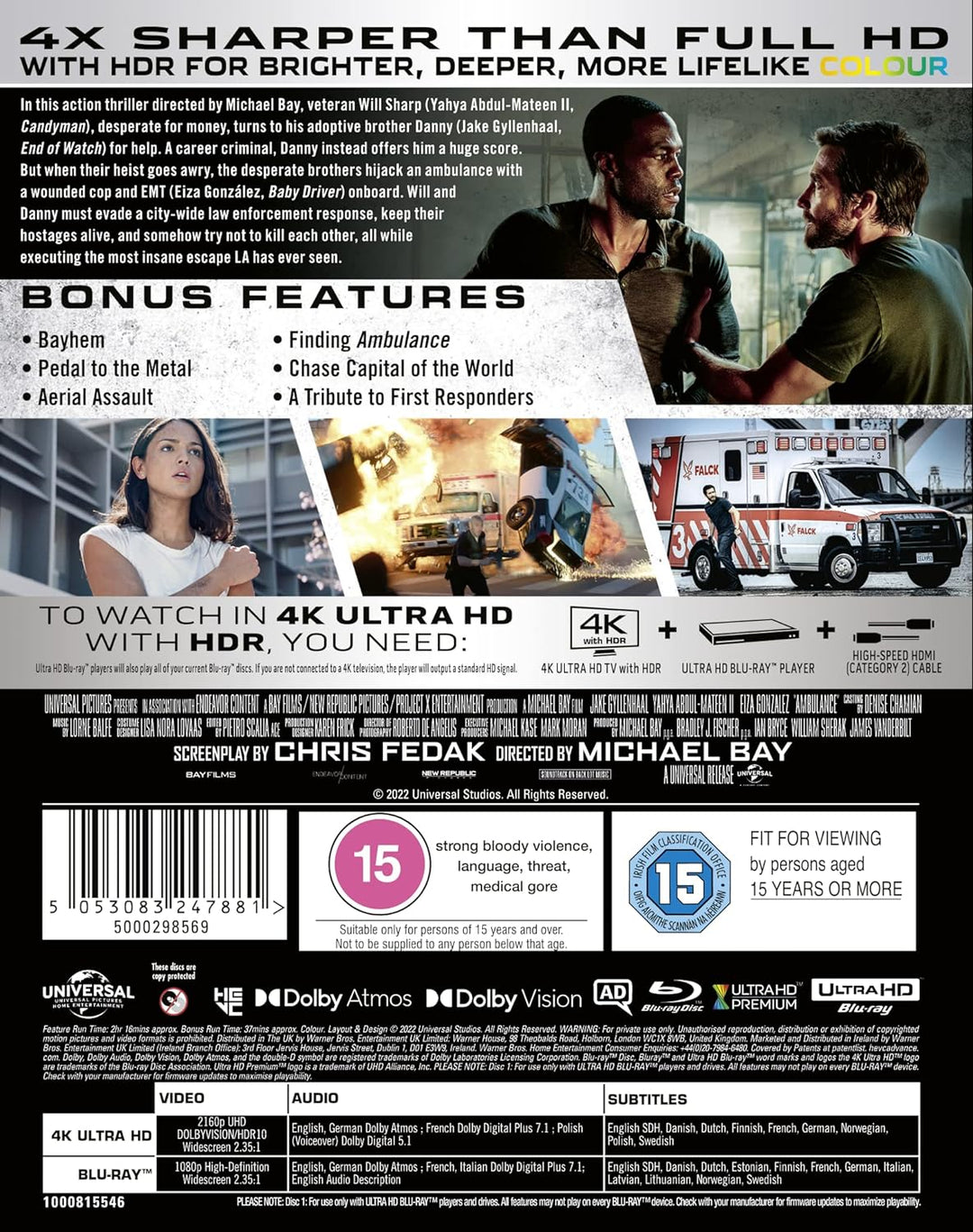 Ambulance [4K Ultra HD] [2022] [Blu-ray] [Region Free], Blu-ray