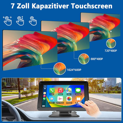 Podofo 7 Zoll Wireless Apple Carplay Android Auto Tragbares Autoradio Touchscreen Auto Stereo Radio