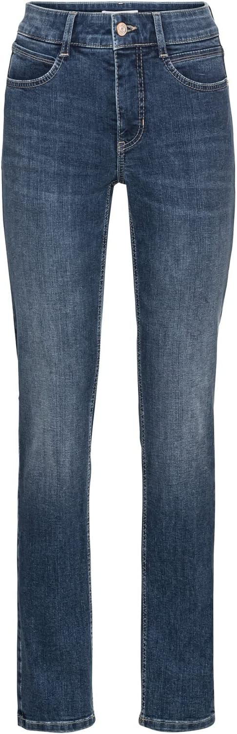 MAC Jeans Damen Jeans Hose Melanie Stretchdenim Grey 34W / 30L Mid Blue Used/L32, 34W / 30L Mid Blue
