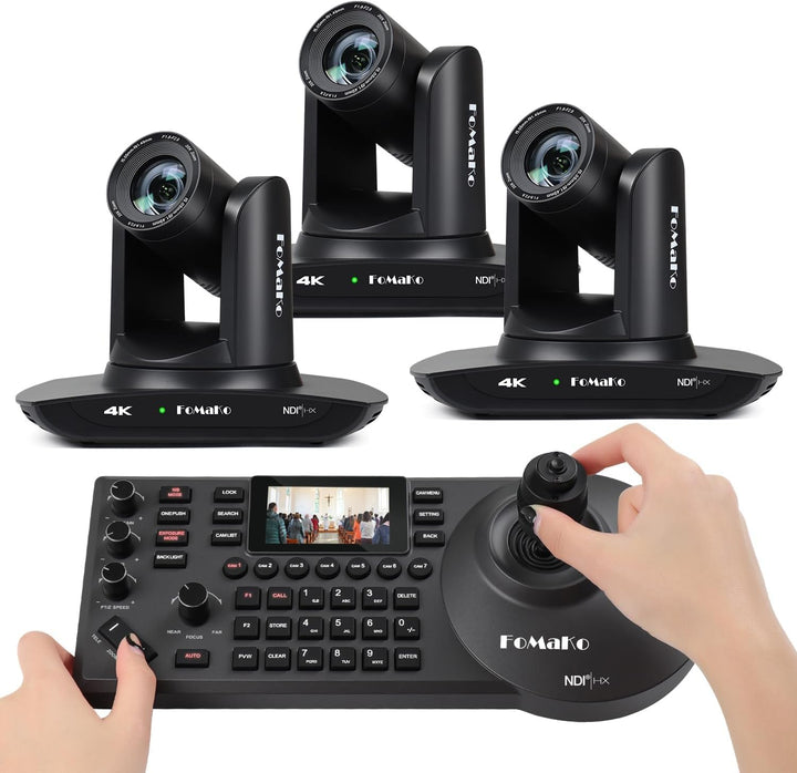 FoMaKo 4K PTZ NDI Kamera Set mit NDI PTZ Controller, NDI HX3 KI-Tracking 20x Optischer Zoom, mit HDM