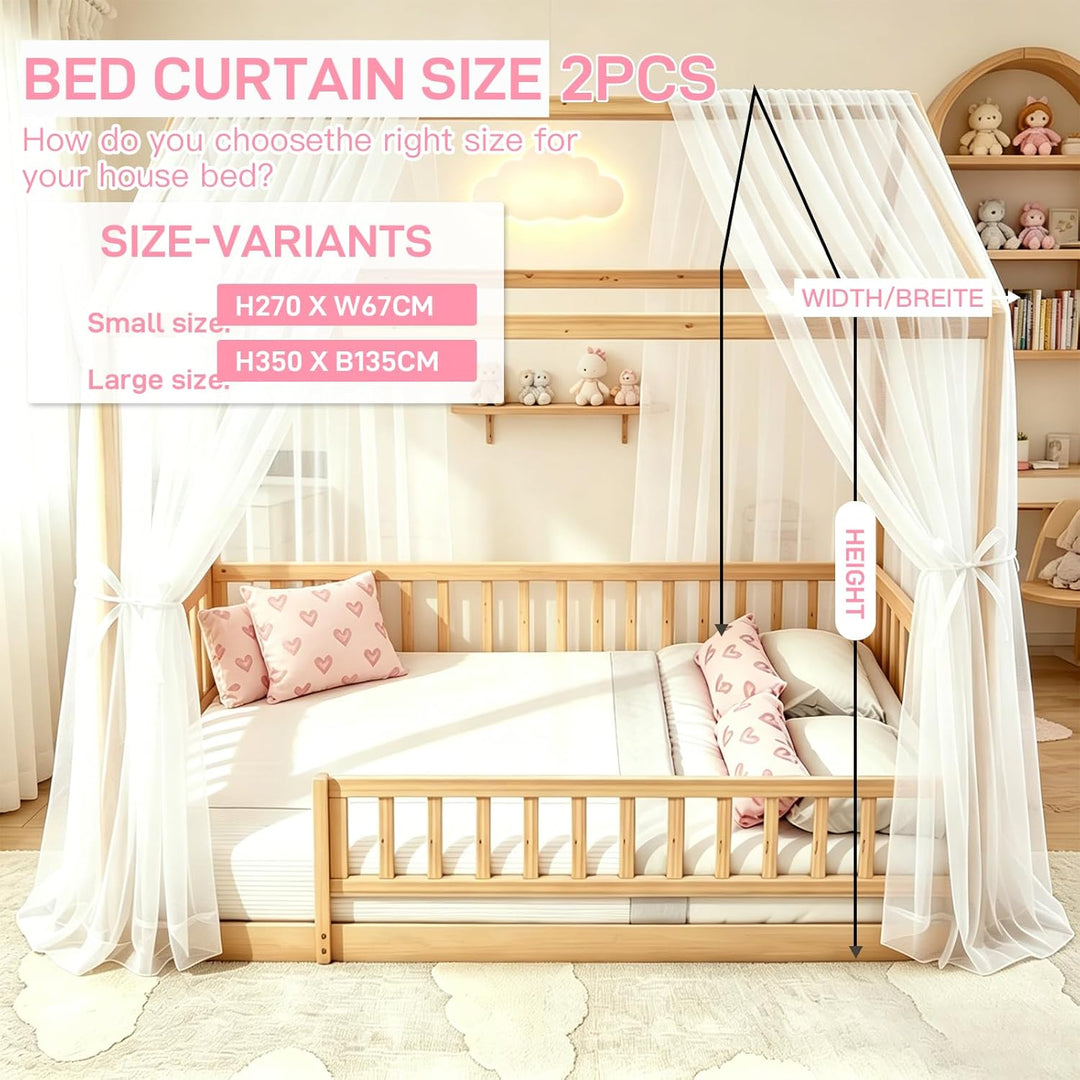 Generisch Hausbett Himmel Set, 2 Stück Betthimmel Hausbett für Hausbettdeko, Bett Vorhang für Mädche