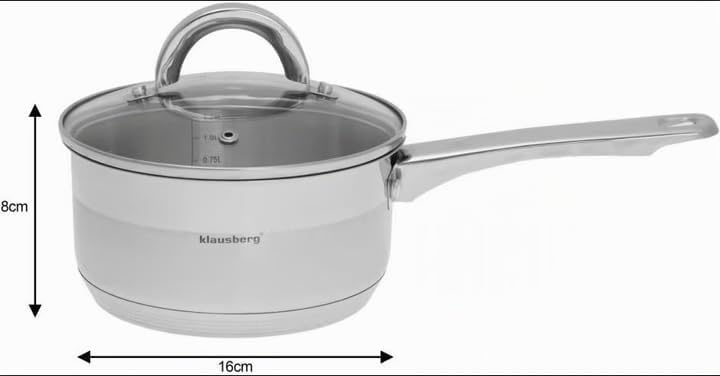 Kochtopf mit Deckel und Griff 0.5 Liter 12cm kb-7131 Edelstahl 0,5 Liter, 0,5 Liter