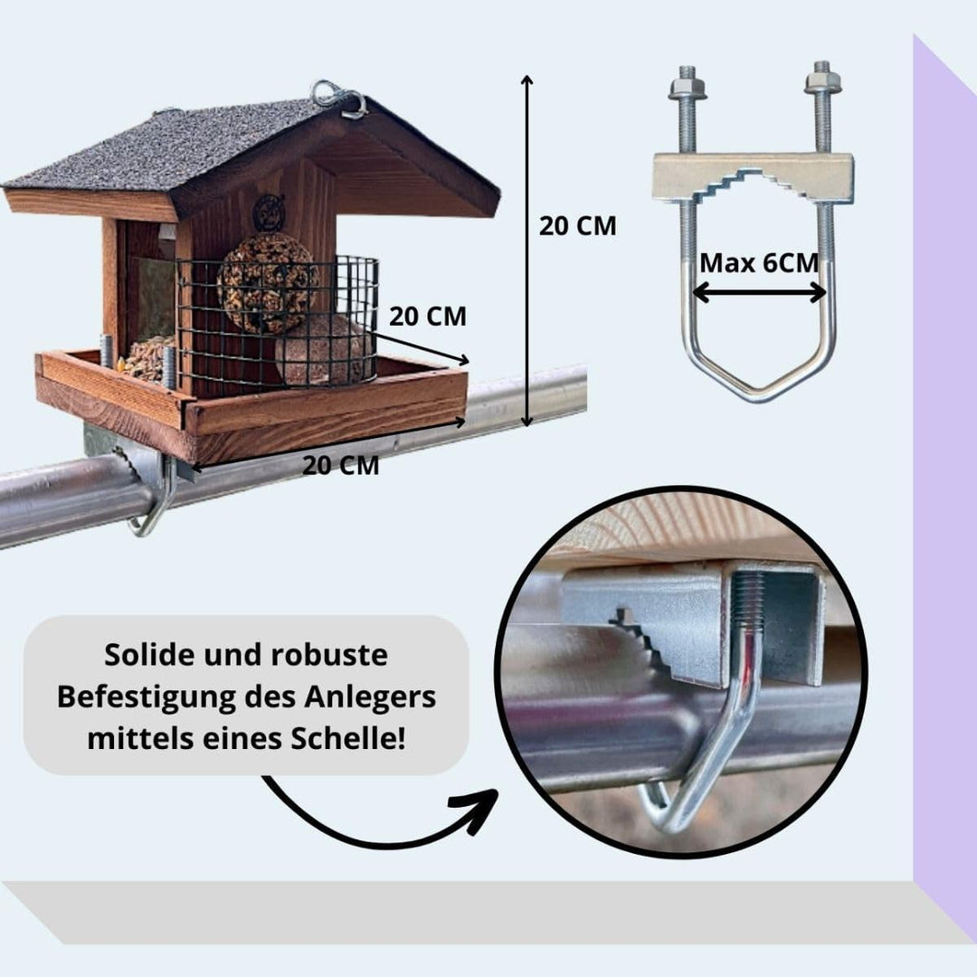 STAFECO® Vogelfutterhaus Vogelhaus für Balkon wetterfest Futterhaus Handarbeit Gartenvögel im Garten