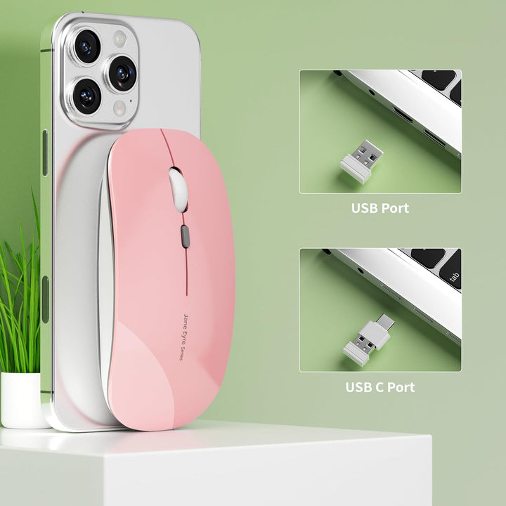 Uiosmuph Q5 Kabellos Maus, Wiederaufladbar Funkmaus 2.4G Leise Funkmaus Ultra Dünn Wireless Computer