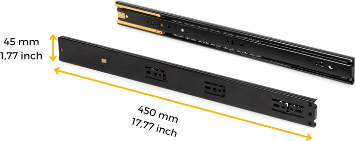 Emuca - Schubladenschienen kugellager 45mmx450mm, Set aus 5 Paar aus schubladenauszug Vollauszug mit