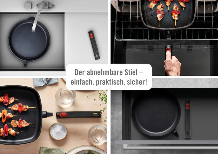 Woll Diamond Logic XR Flachpfanne - Induktiv -, Ø 20 cm, 5 cm hoch, mit abnehmbarem Stiel - Geeignet
