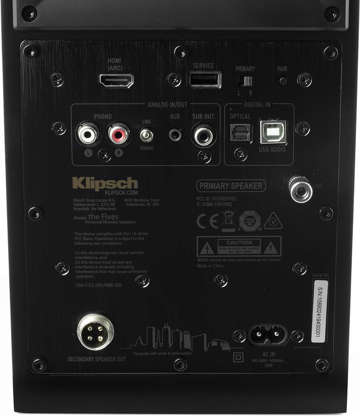 Klipsch The Fives Aktivlautsprecher (Paar) - Titanium LTS Belüfteter Hochtöner, Bluetooth Wireless V