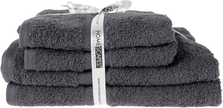 Homescapes Luxus Handtuch Set Grau (Schiefer), 2 Handtücher 50x90 cm & 2 Duschtücher 70x130 cm, 100%