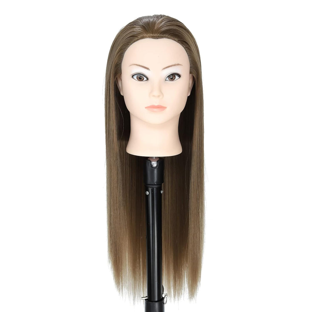 Trainingskopf für Frisöre, 68,5 cm, Mannequin zum frisieren, mit synthetischem Haar und Tischklemme
