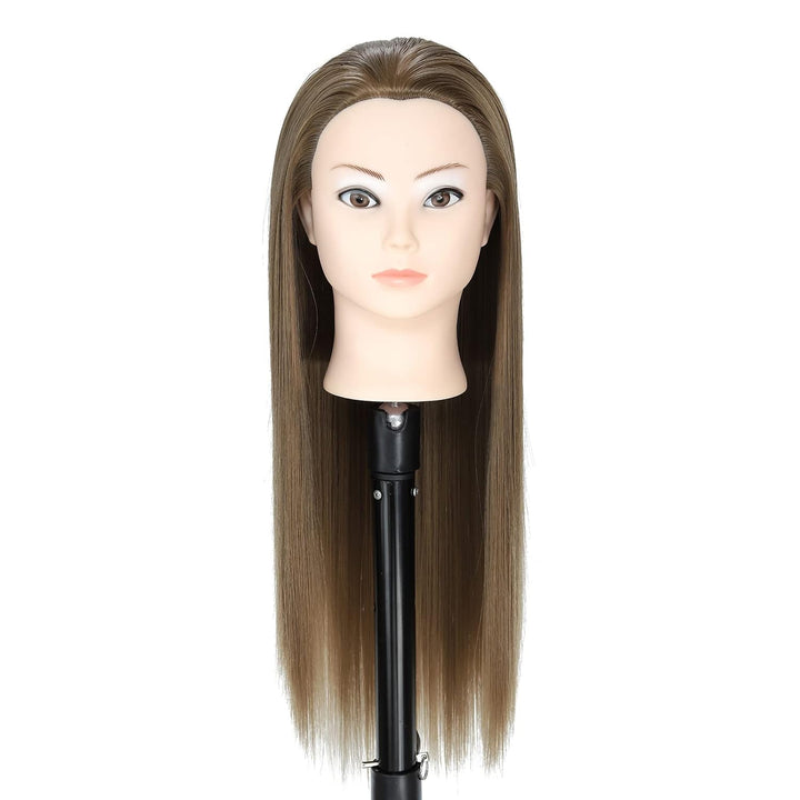 Trainingskopf für Frisöre, 68,5 cm, Mannequin zum frisieren, mit synthetischem Haar und Tischklemme