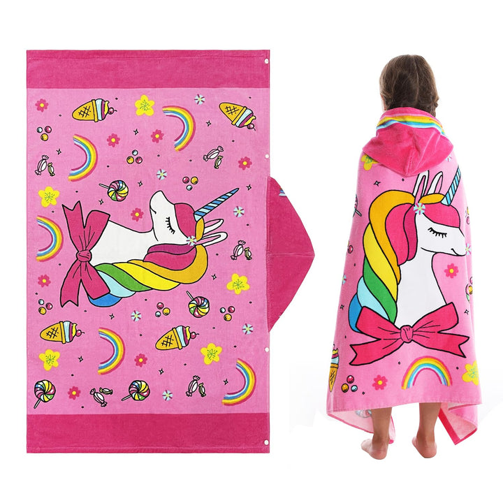 Badeponcho Kinder 100% Baumwolle Kinderhandtuch Poncho Kinder Badetuch Handtuch mit Kapuze Strandtüc