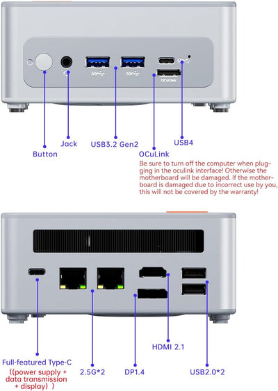 AOOSTAR GEM12 Mini PC Computer, AMD R9 6900HX (8C / 16T, bis zu 4,9 GHz), Mini-GmaingPC 32 GB DDR5-R