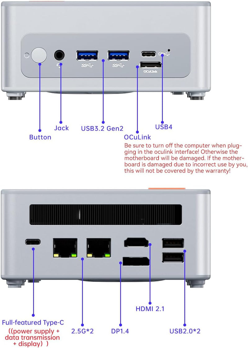 AOOSTAR GEM12 Mini PC Computer, AMD R9 6900HX (8C / 16T, bis zu 4,9 GHz), Mini-GmaingPC 32 GB DDR5-R