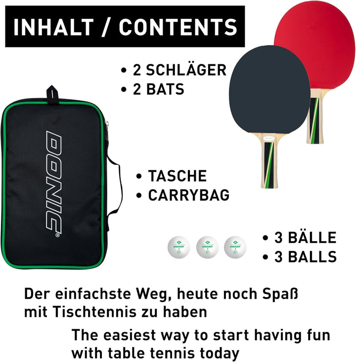 Donic-Schildkröt Tischtennis-Set Top Teams 400, 2 Schläger, 3 Bälle in guter 1* Qualität, in wertige