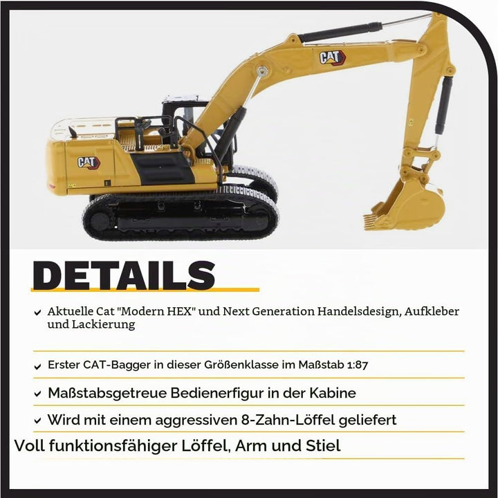 Diecast Masters 85658 - Caterpillar Kettenbagger 336 Next Gen, detailgetreues H0 CAT Baufahrzeug in