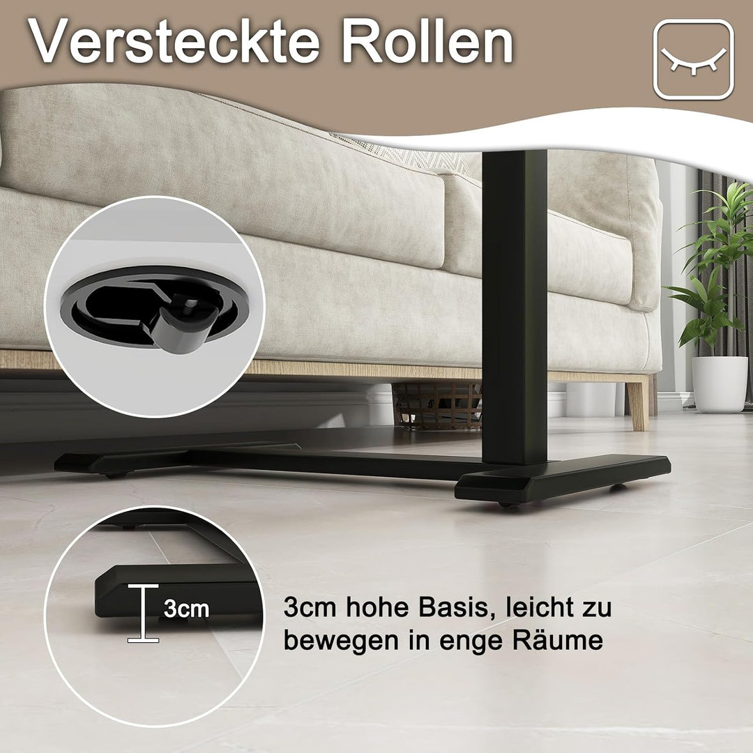 PUNCIA Laptoptisch höhenverstellbar 66-100cm drehbarer Laptopständer mit Rollen mobiles Stehpult Übe