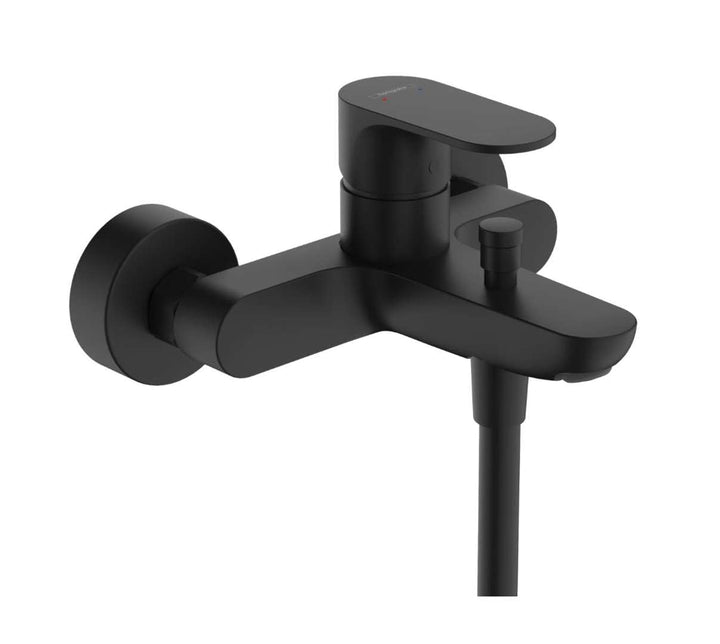 hansgrohe Wannenarmatur Rebris S, Aufputz Badarmatur für 2 Funktionen, Mattschwarz Mattschwarz Wanne