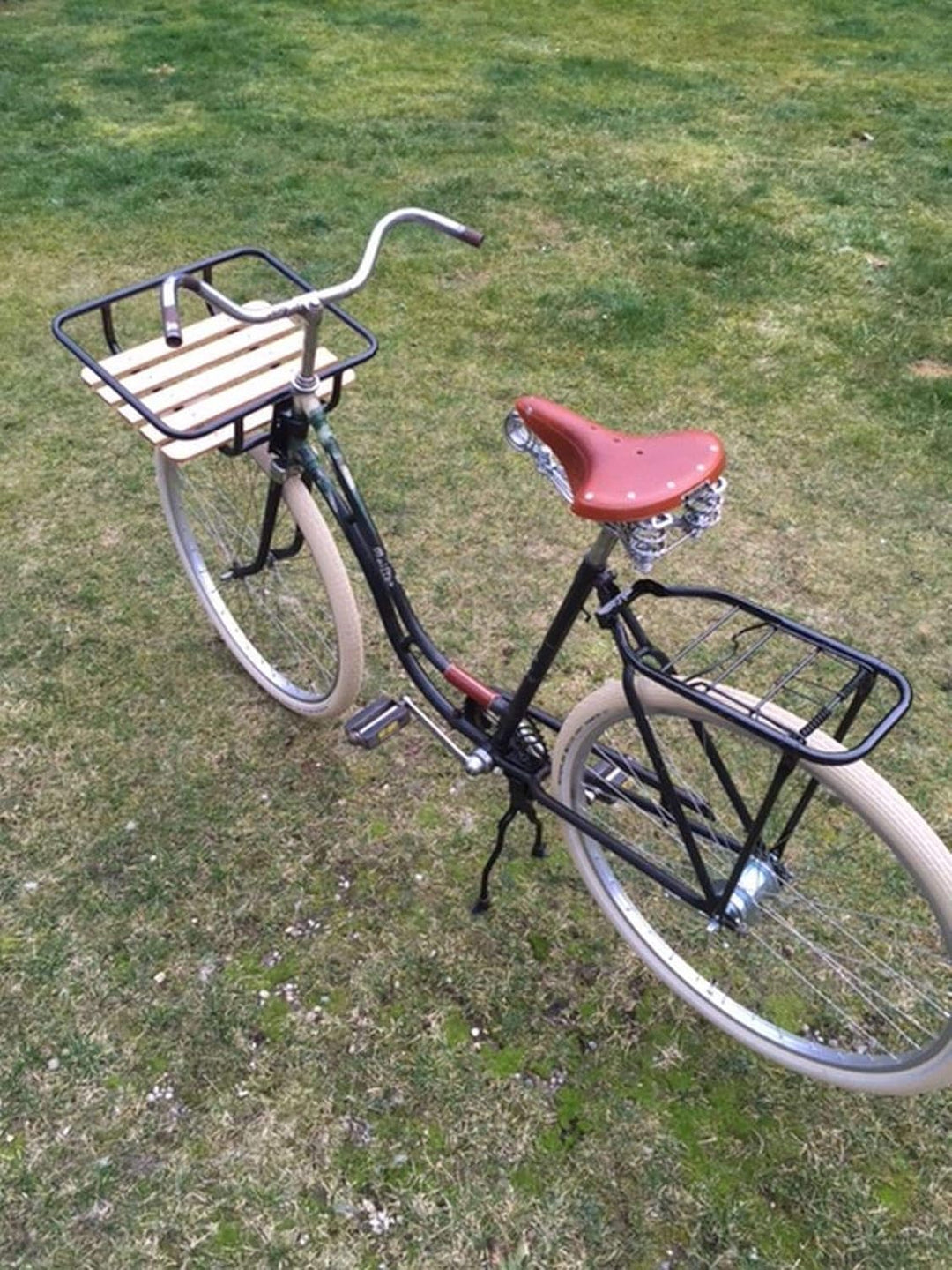 LASTPAK 009630 Gepäckträger Vorne Fahrrad Hollandrad Träger Schwarz Holz