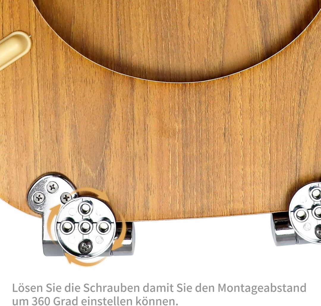 WC Sitz mit Absenkautomatik, Toilettendeckel aus MDF Holz, Toilettensitz mit Holzoptik-Furnier (Roya